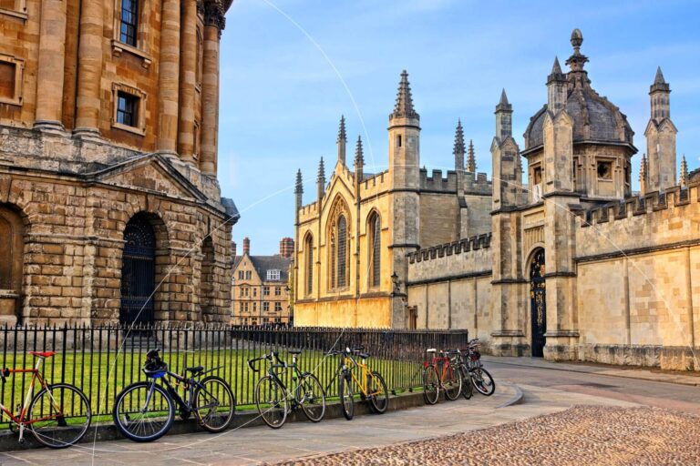 Oxford University historic buildings and bicycles